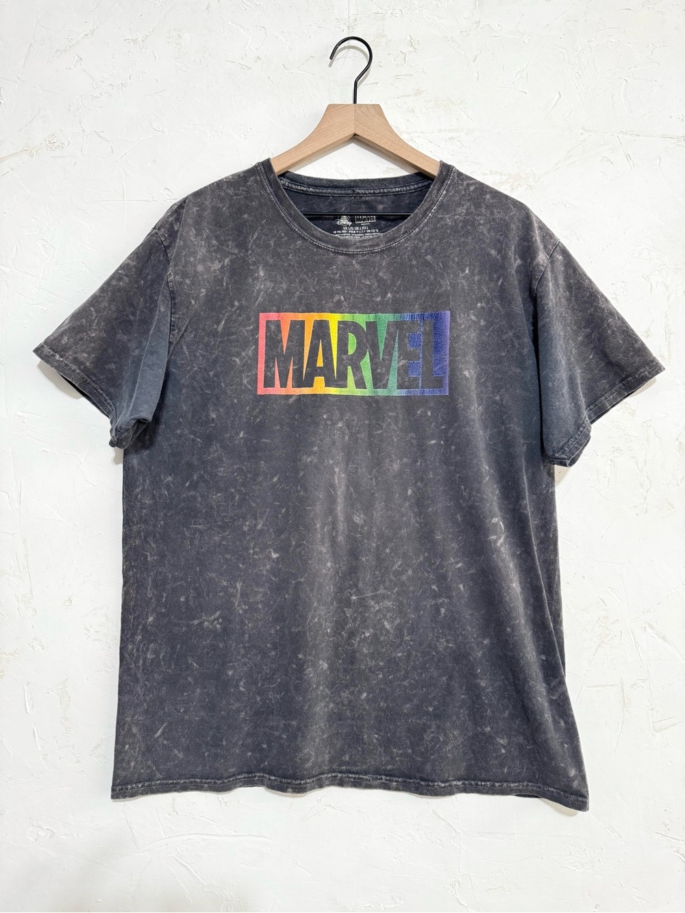 3/$20 Marvel Rainbow Logo Acid Wash Graphic T-Shirt Large